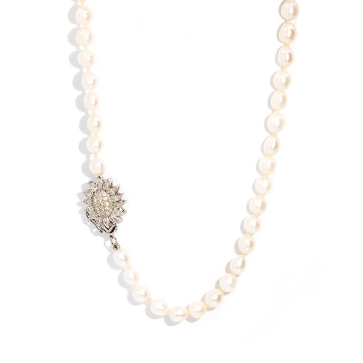Pearl & Diamond 9 Carat Gold Necklace,