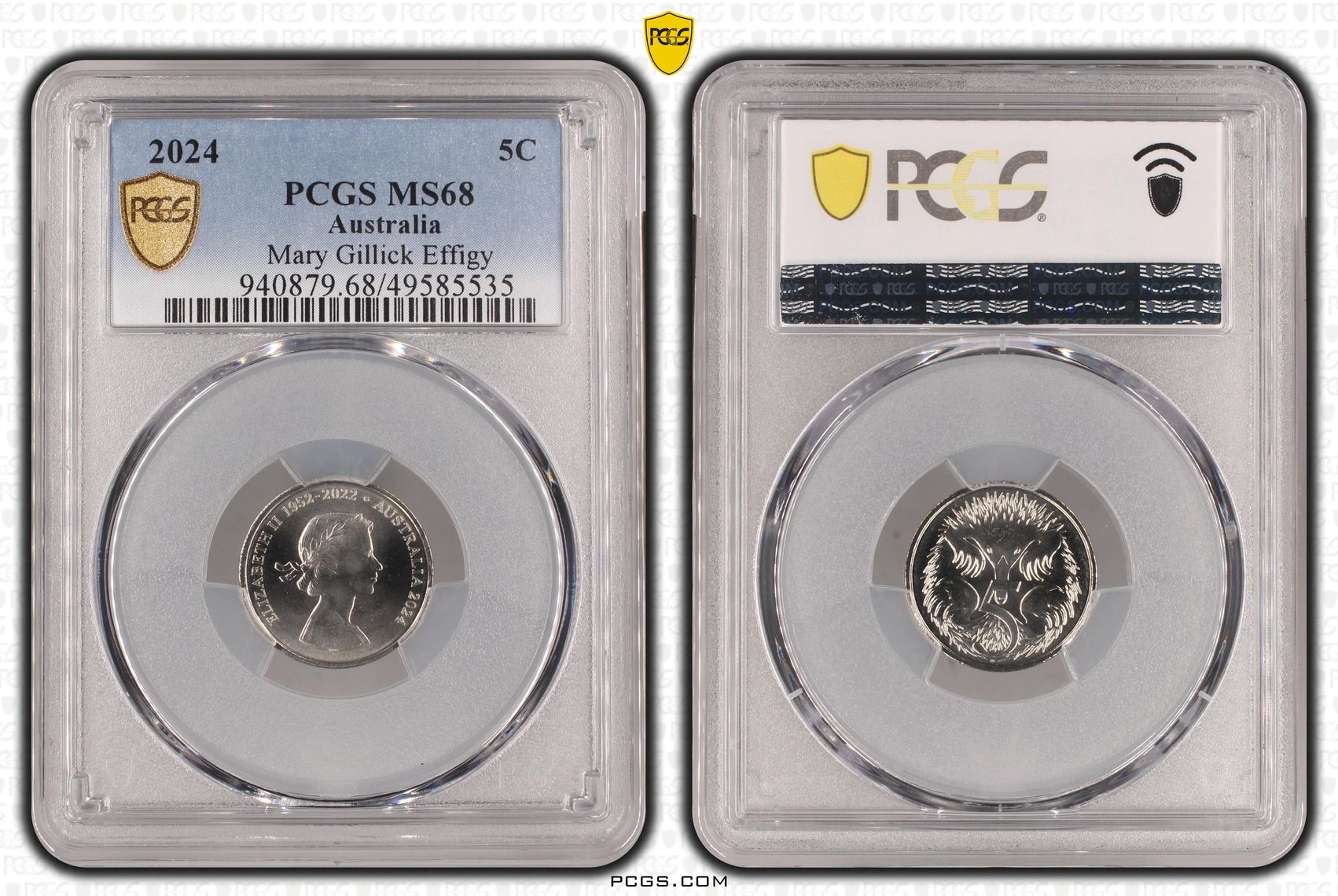 Elizabeth II, Mary Gillick Effigy , Five Cent, 2024, PCGS MS68