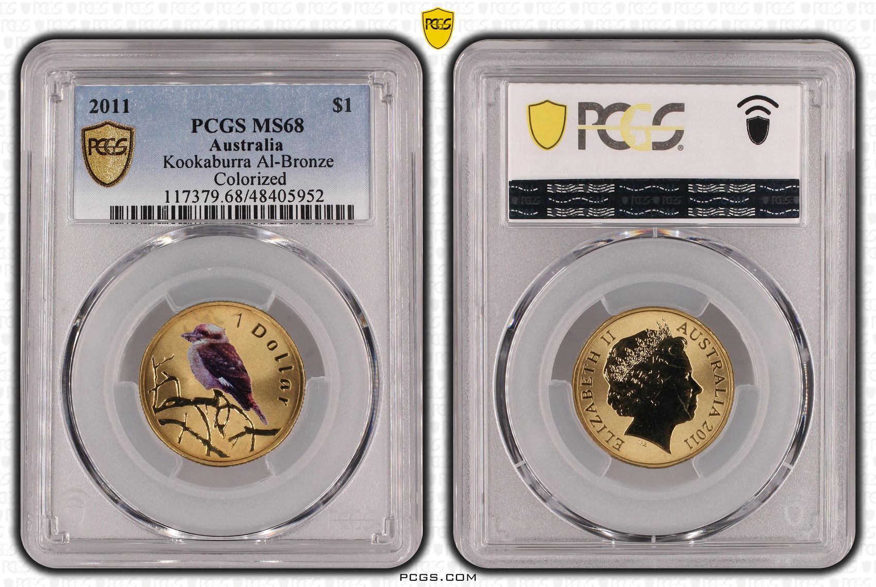 235 · Elizabeth II, Kookaburra Al-Bronze, One Dollar, 2011, PCGS MS68