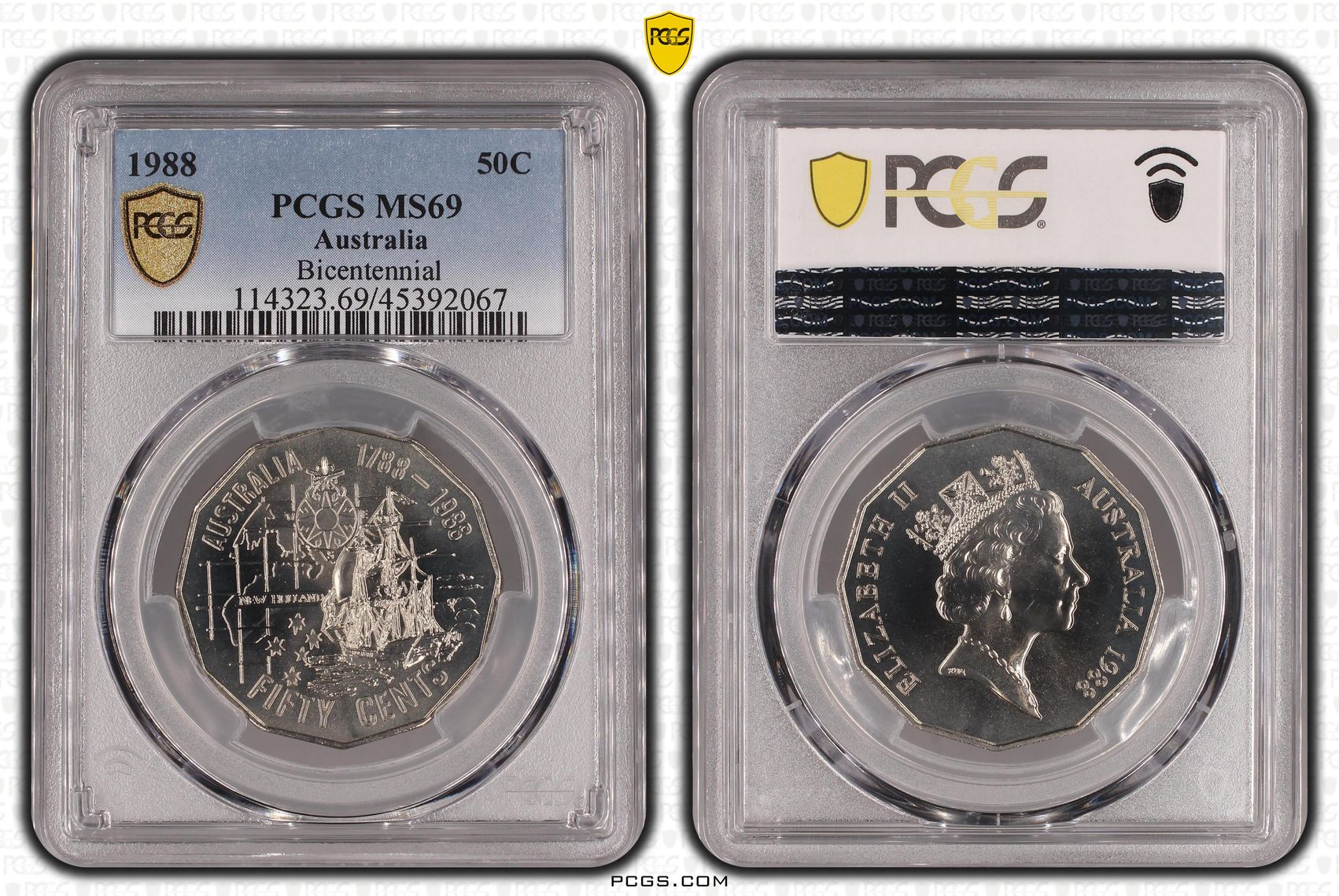 1988 Australia Fifty Cent, 50c Bicentennial PCGS - MS69 POP 5/0 -067