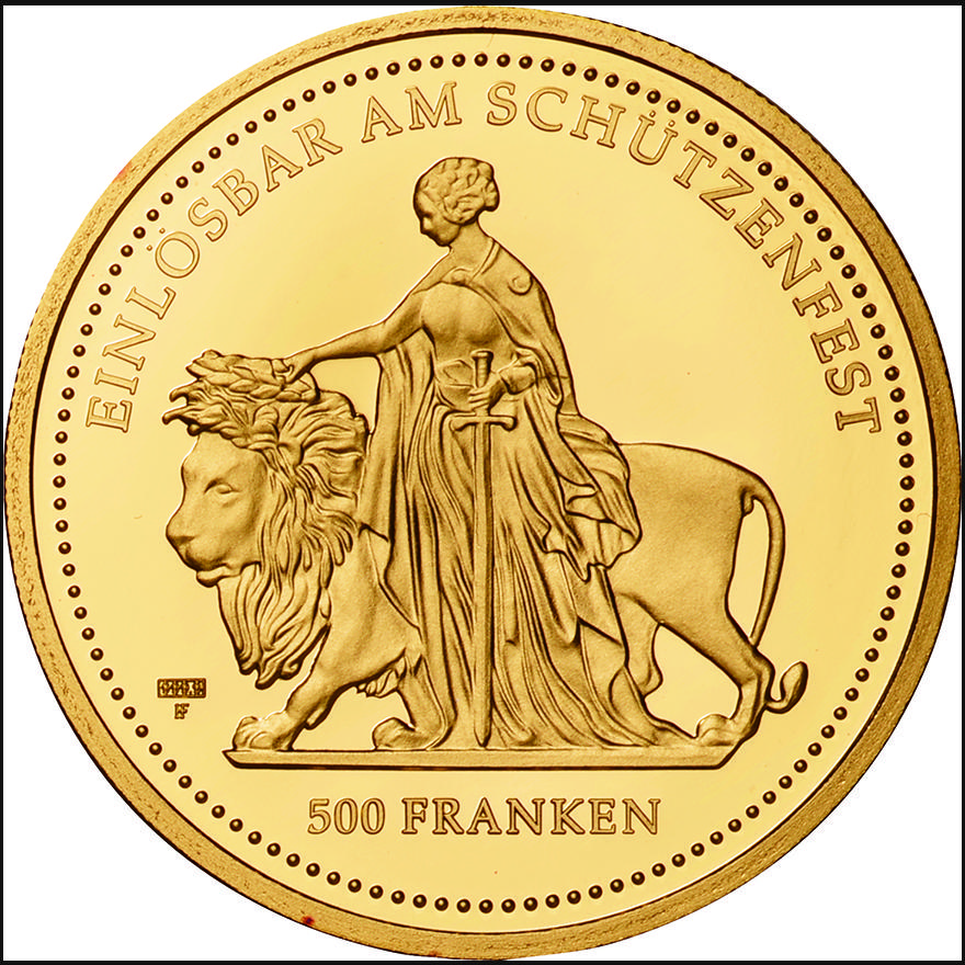 スイス(Switzerland), 2002, 金(Au), 500ﾌﾗﾝ Francs, , プルーフ 