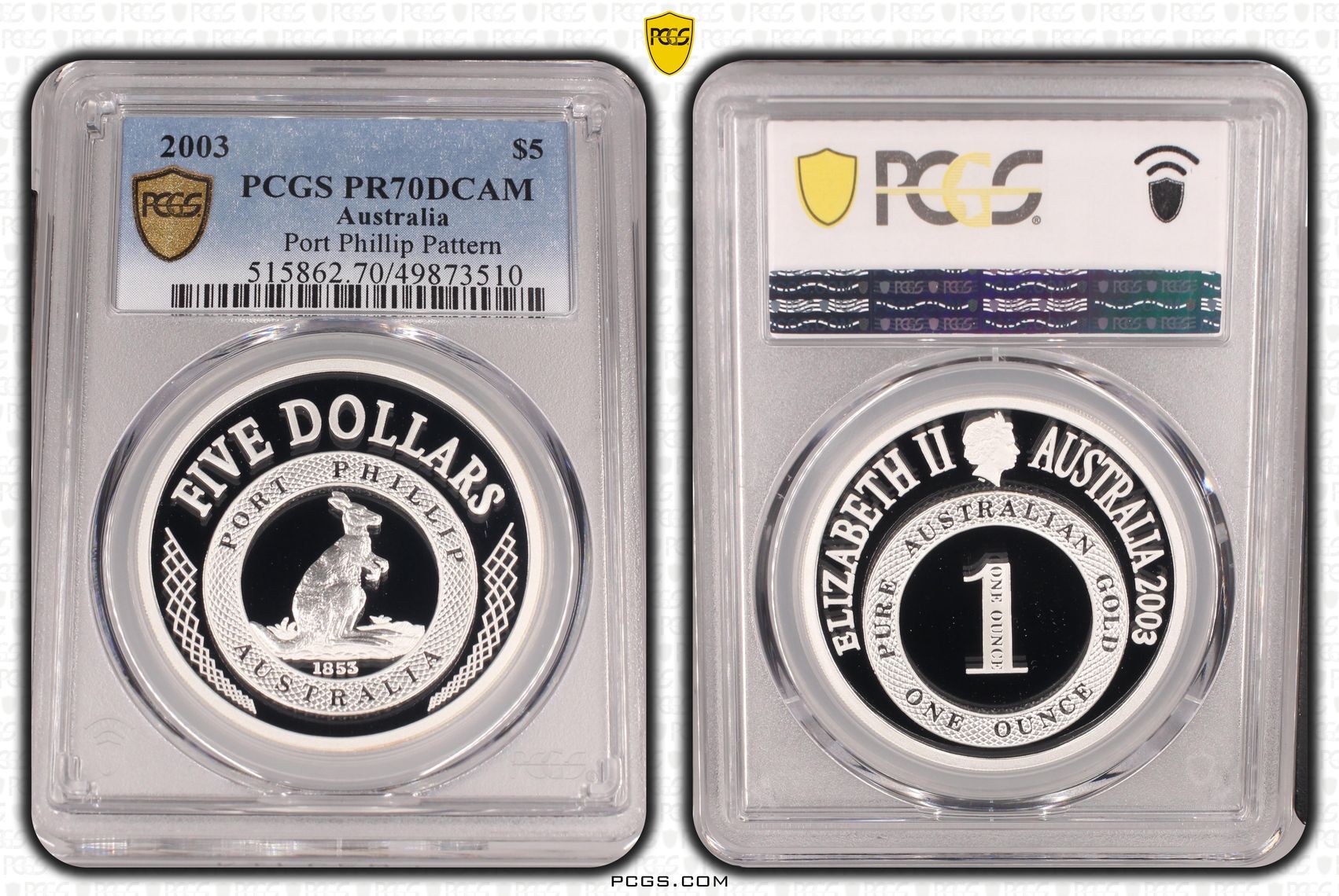 Port Phillip Pattern, Five Dollar, 2003, PCGS PR70DCAM