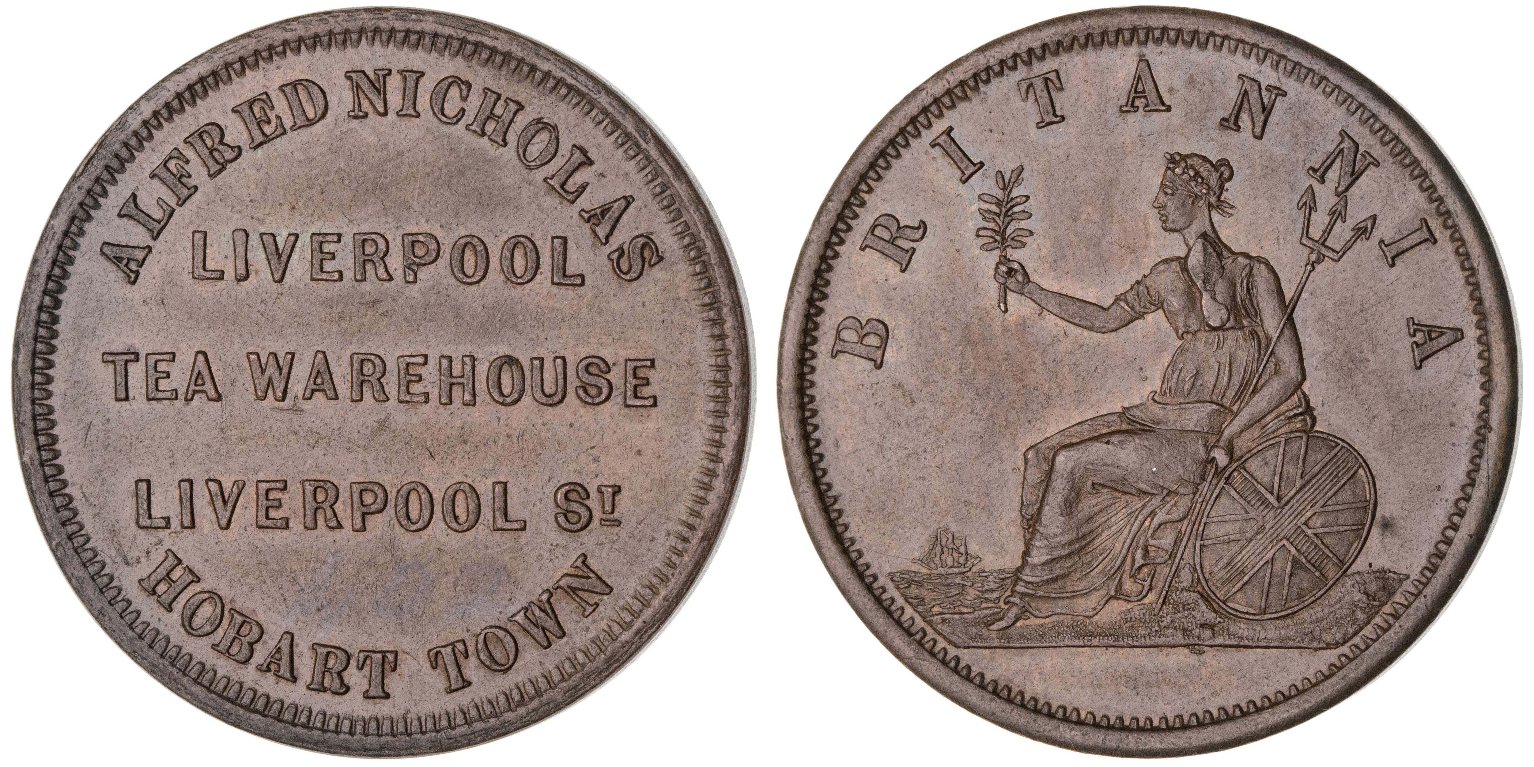 Hobart, Tasmania, Alfred Nicholas, Penny, ND, aUNC