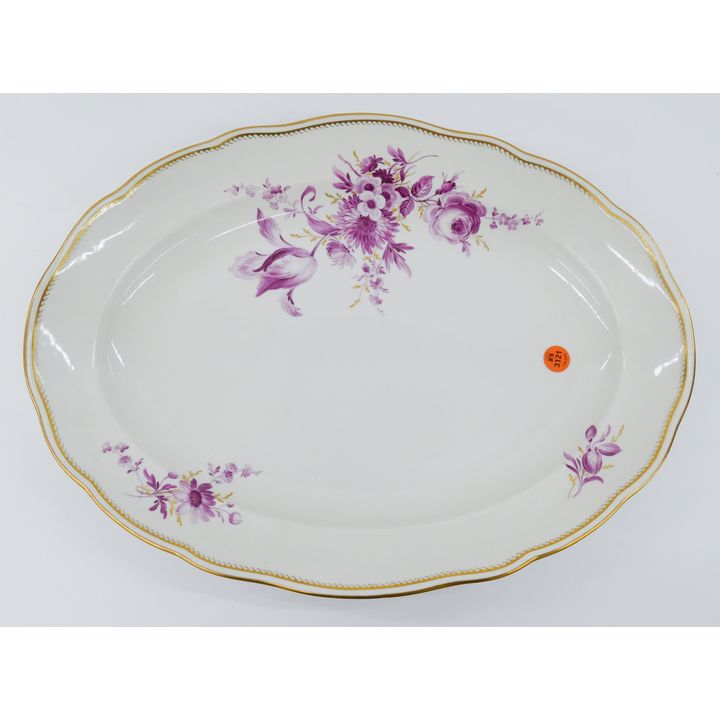 Meissen Pink Flower Porcelain Oval Serving Plate- 17"