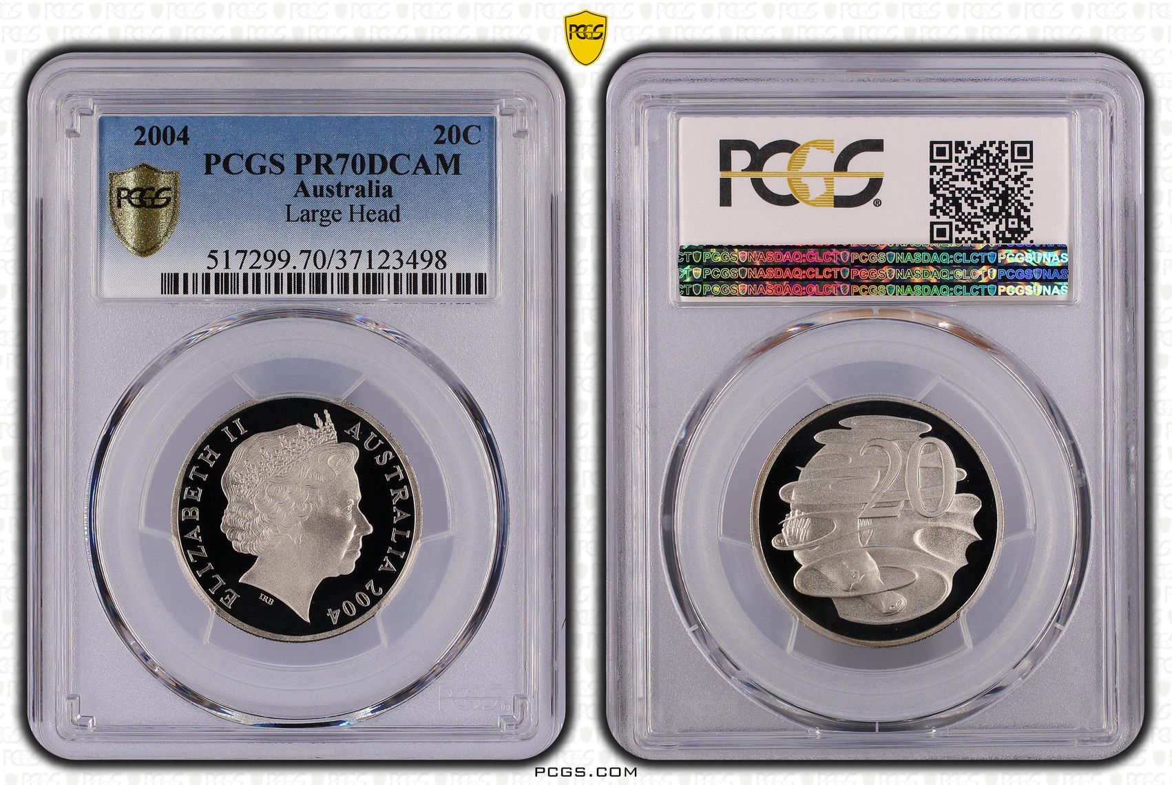 224 · 2004 Australia Twenty Cent, 20c Large Head PCGS - PR70DCAM POP 13/0 -498