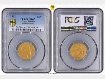 1902 EDWARD VII MATTE PROOF GOLD SOVEREIGN PR62