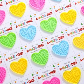 24 PACK VALENTINES CARDS WITH HEART MAZE TOYS FOR KIDS - FUNNY VALENTINES CLASSROOM FAVORS EXCHANGE CARDS FOR BOYS GIRLS SCHOOL CL