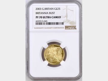 2003 ELIZABETH II GOLD PROOF BRITANNIA 25 POUND COIN PF70 UCAM TOP POP!