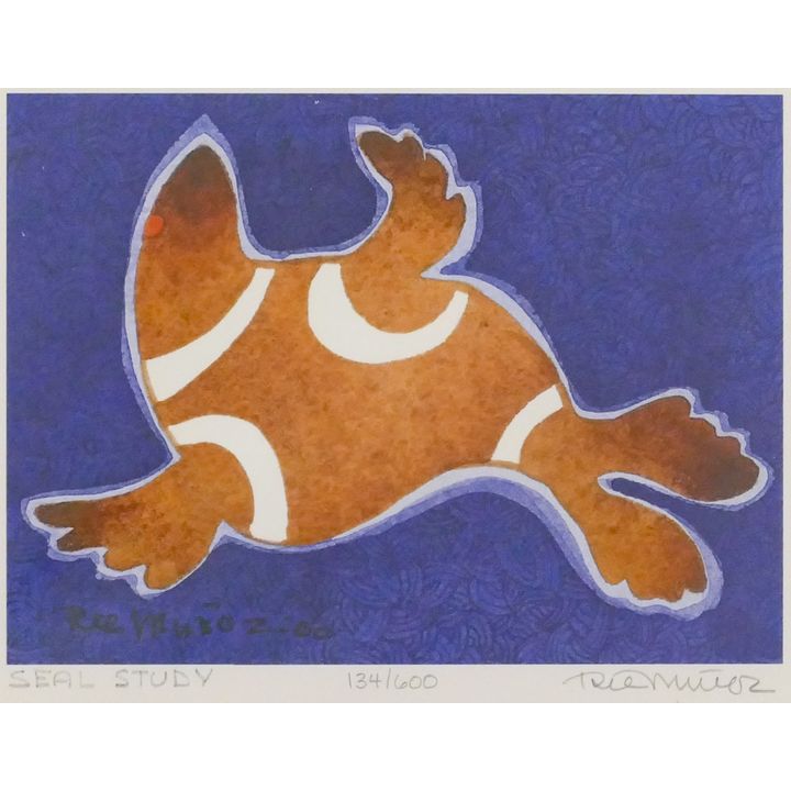 Rie Munoz ''Seal Study'' 2000 Signed Print 7'' x 8.5'' Sheet.