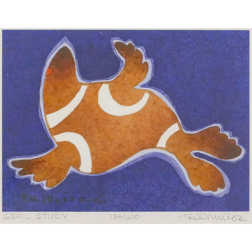 Rie Munoz ''Seal Study'' 2000 Signed Print 7'' x 8.5'' Sheet.