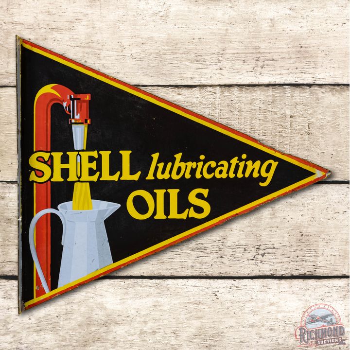 Shell Lubricating Oils Die Cut Porcelain Flange Sign TAC 8.75