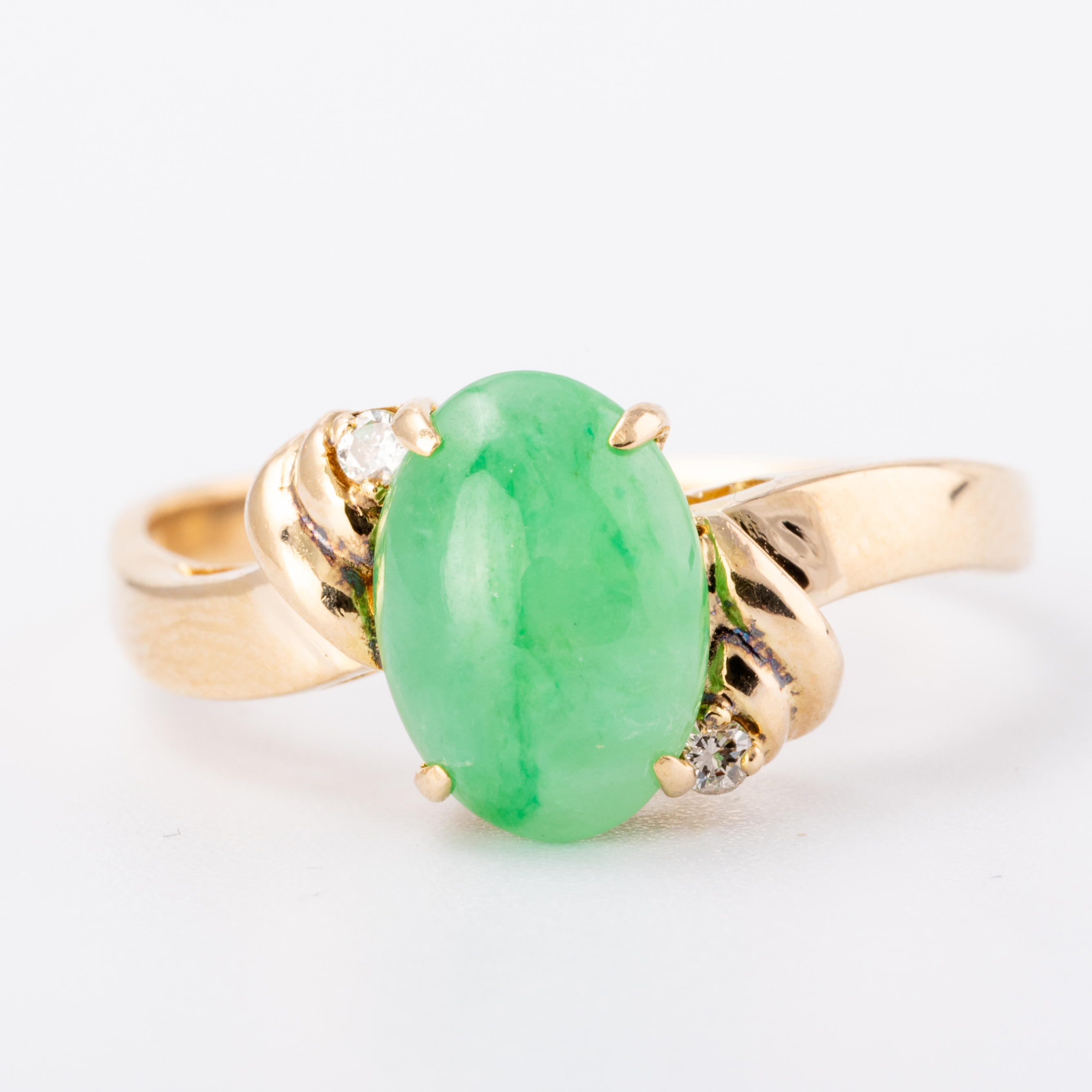 Jade & Diamond Ring 14ct Gold
