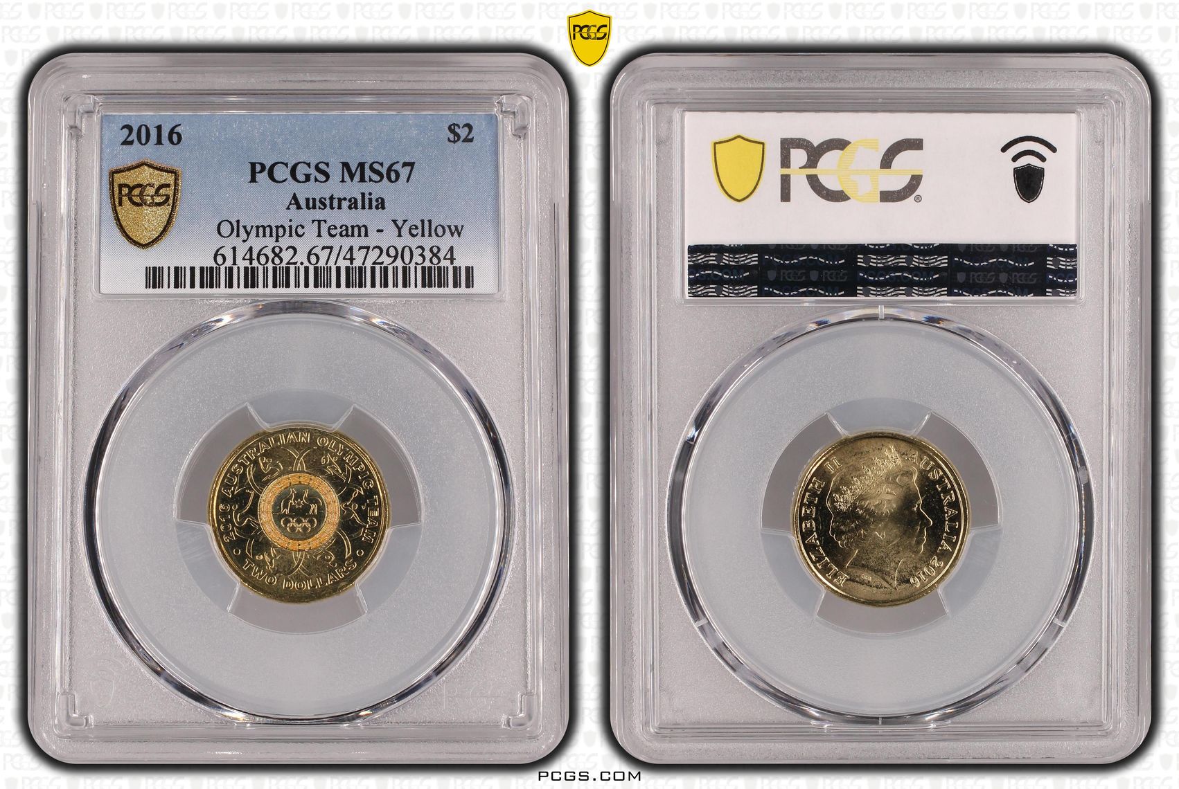 Olympic Team - Yellow Colorized, Two Dollar, 2016, PCGS MS67