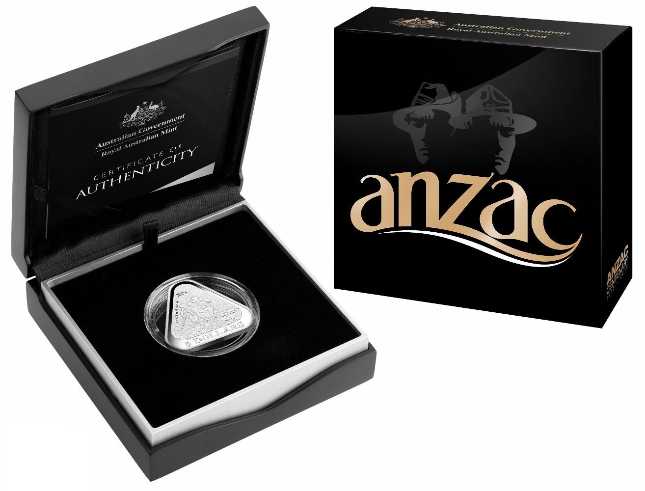 2015 RAM Silver Proof $5 Triangular Anzac Centenary Coin