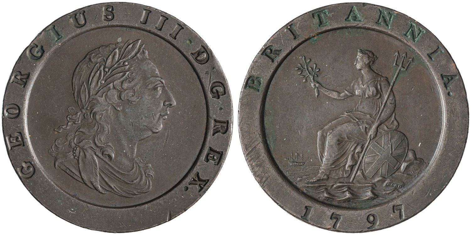 Great Britain, George III, Cartwheel, Two Pence, 1797, aEF