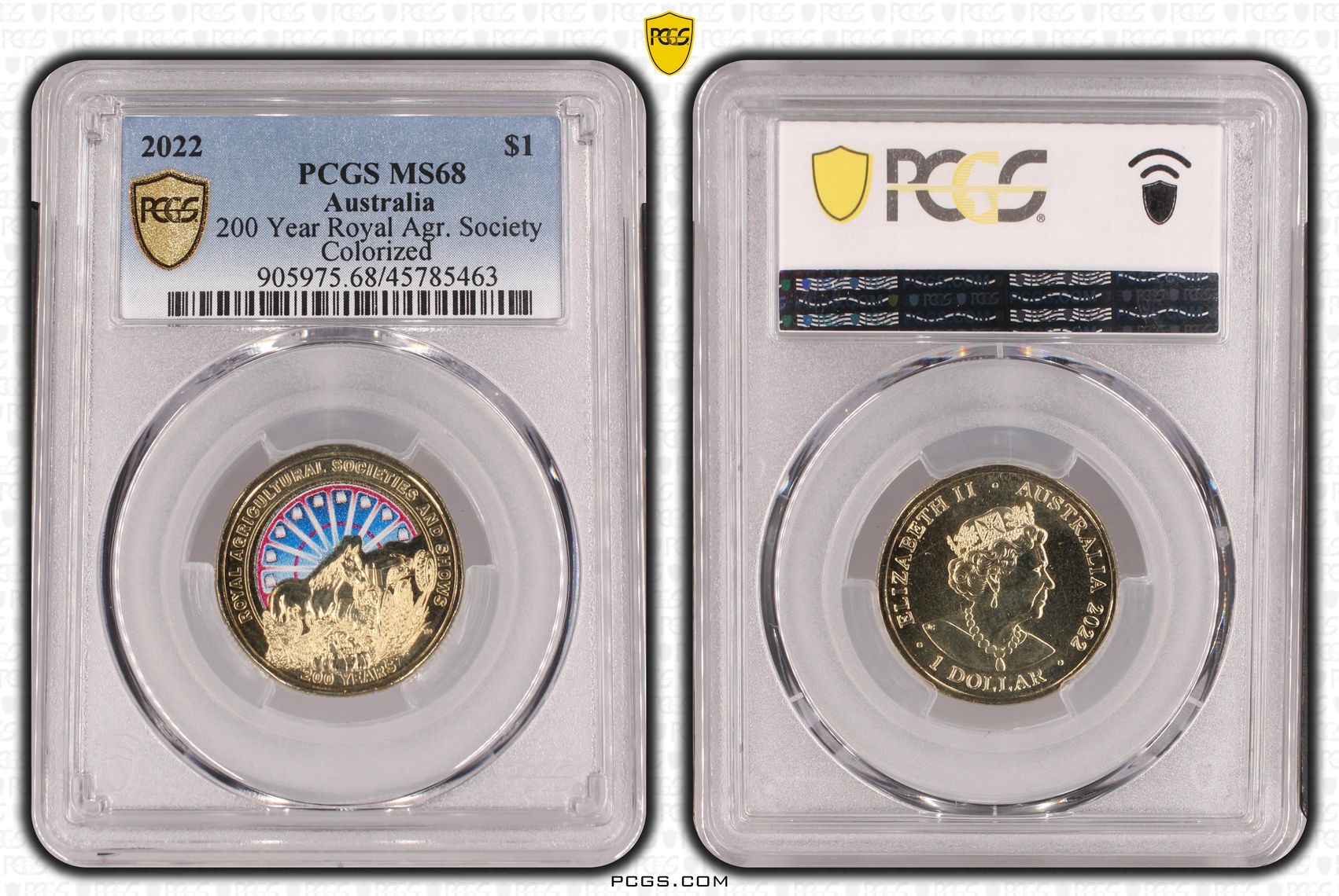 200 Year Royal Agr. Society, One Dollar, 2022, PCGS MS68