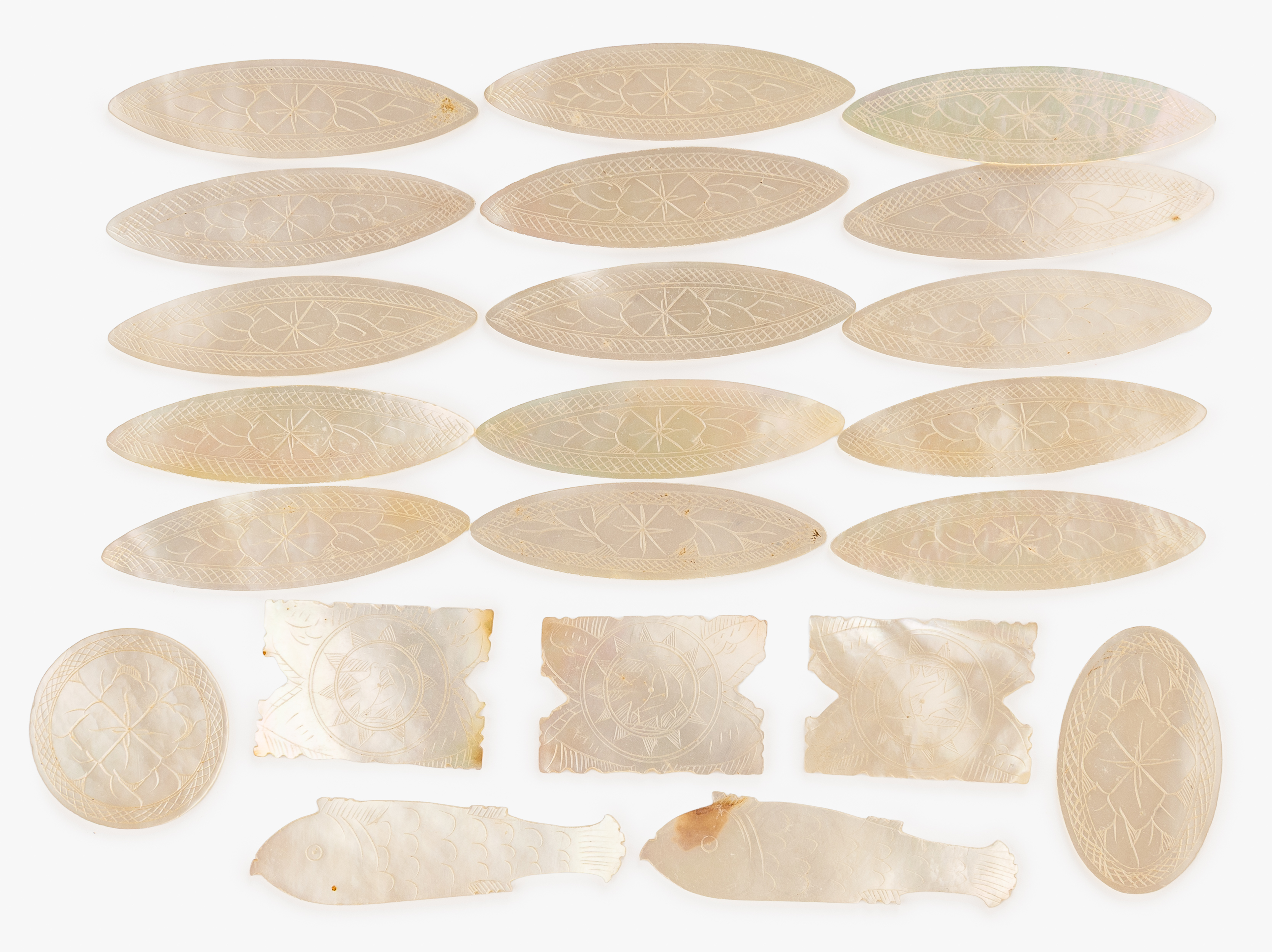China, Mother of Pearl Gaming Tokens, C.1850S, EF