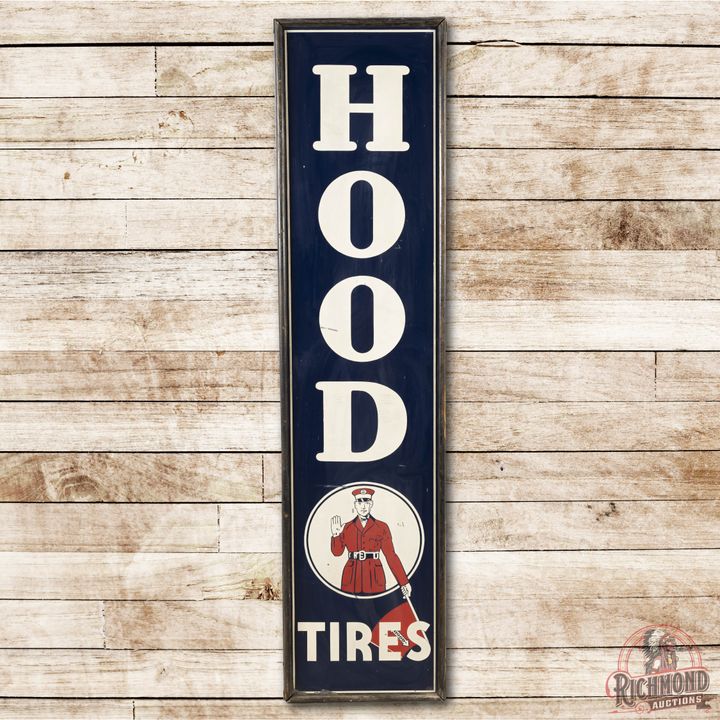 Hood Tires Single Sided Tin Wood Framed Sign TAC 8.5