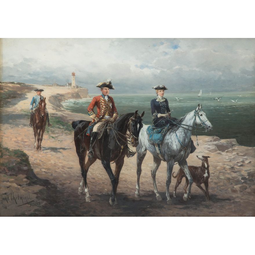 Jan Chełmiński | Jazda konna po wybrzeżu, 1888 r.