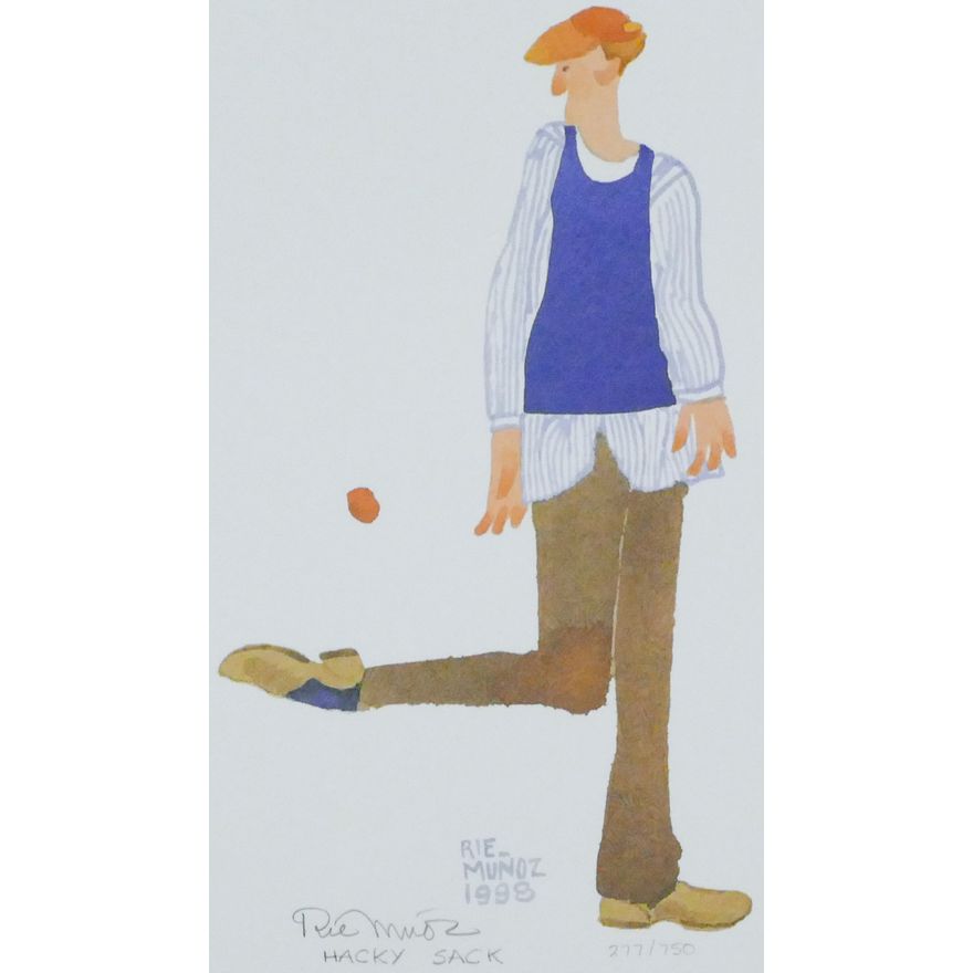 Rie Munoz "Hacky Sack" 1998 Signed Print 11.75" x 8.5" Sheet.