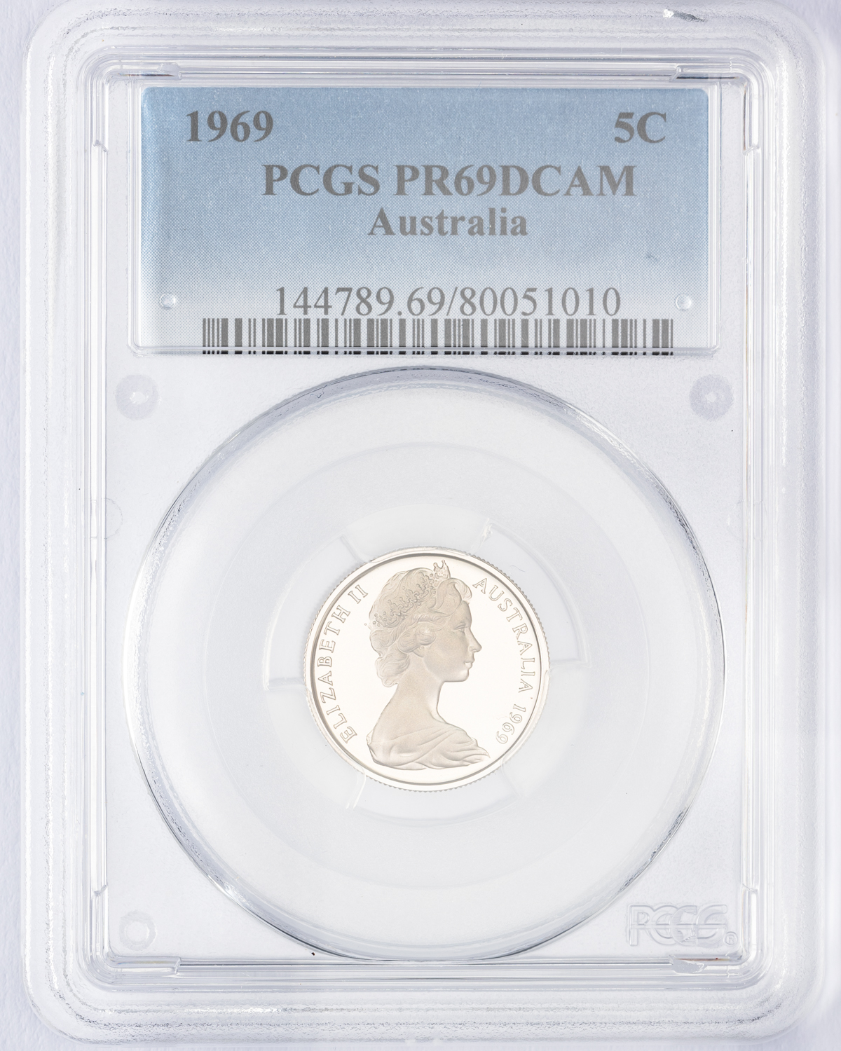 Elizabeth II, Five Cent, 1969, PCGS PR69DCAM