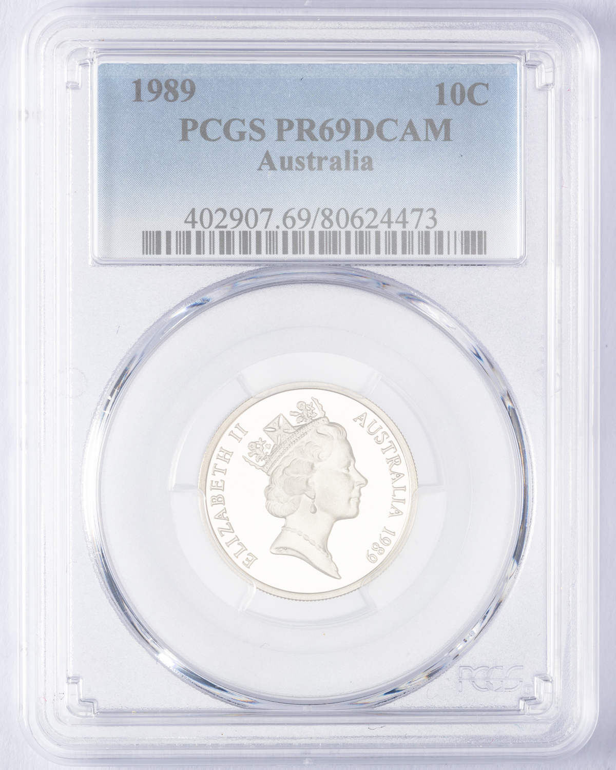 Elizabeth II, Ten Cent, 1989, PCGS PR69DCAM