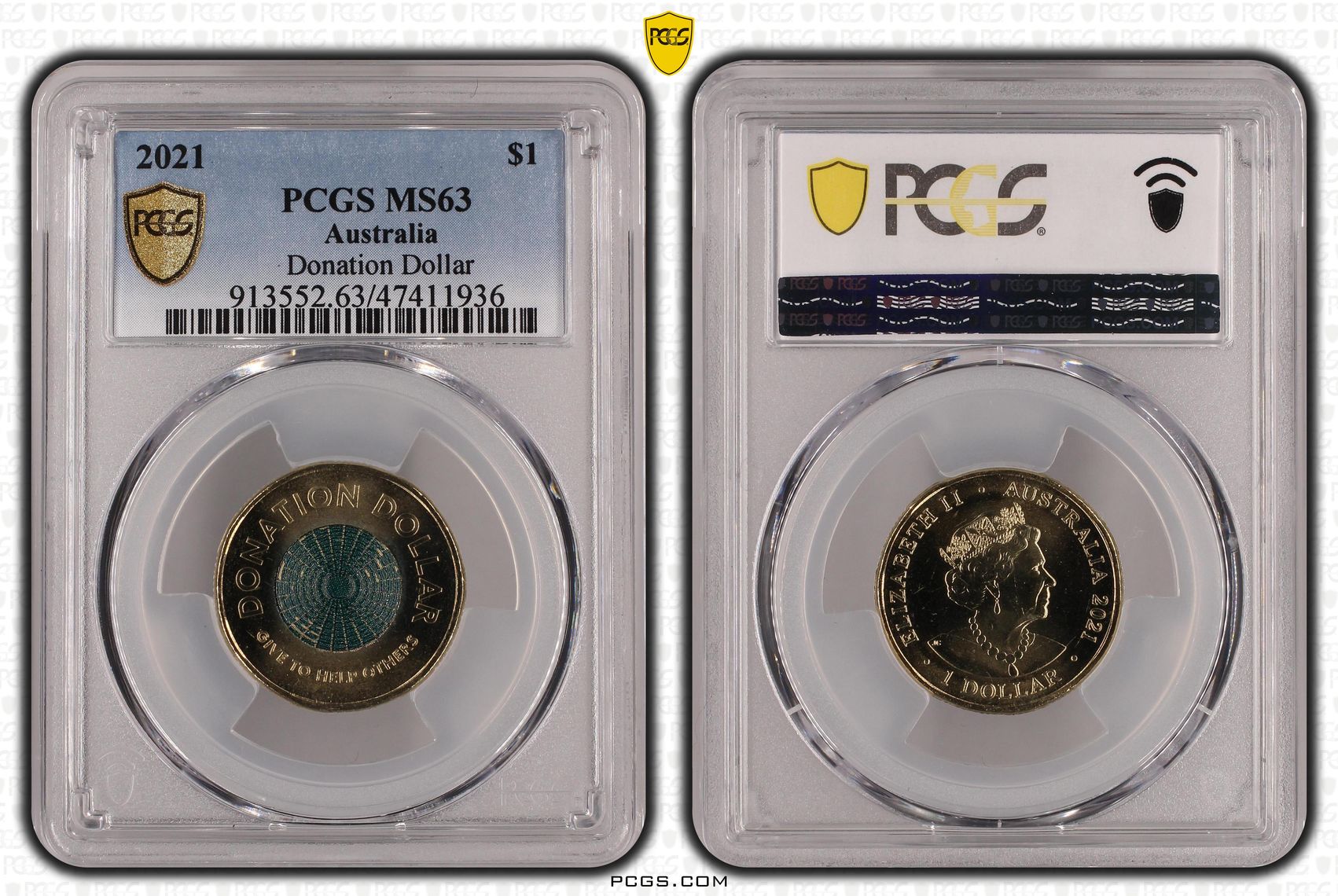 257 · Donation Dollar Colorized , One Dollar, 2021, PCGS MS63