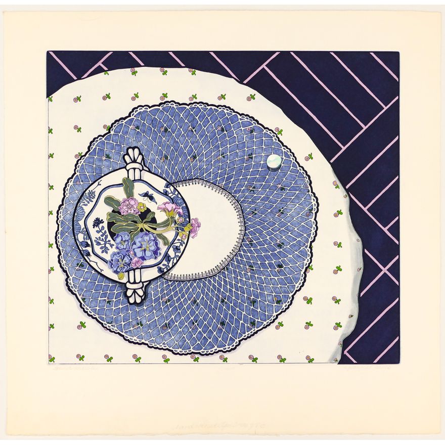 Yvonne Davis ''Found Marble'' S/N 1986 Hand Colored Etching