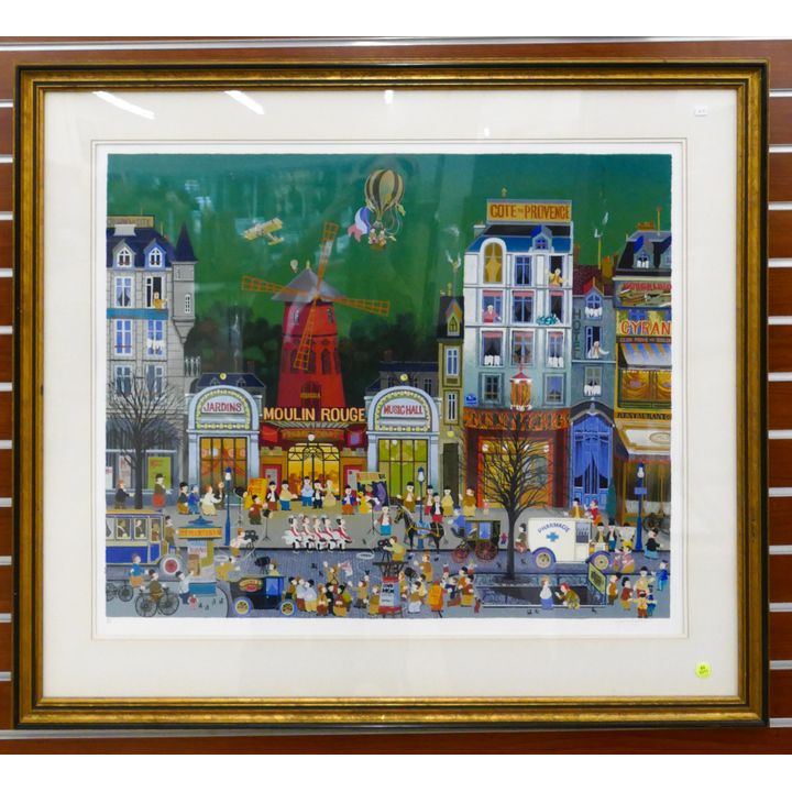 Hiromichi Yamagata 'Moulin Rouge' S/N Serigraph Framed- 34x39''