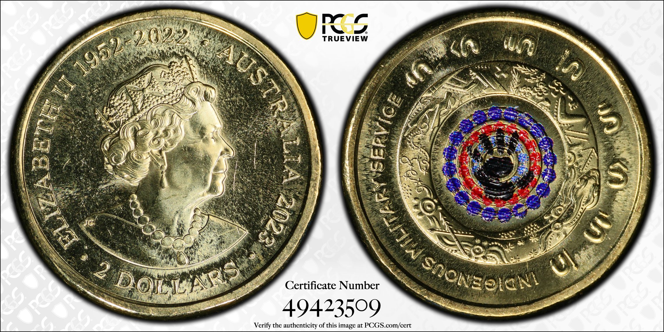 Elizabeth II, 35th Ann $2 Coin Set - Indigenous Military Service, Two Dollar, 2023, PCGS MS65