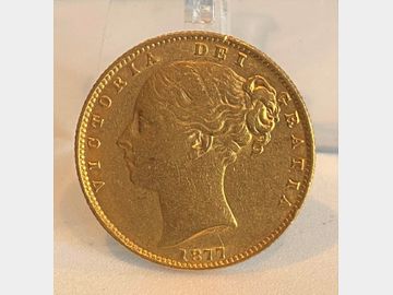 1877 VICTORIA YOUNG HEAD SYDNEY MINT SHIELD GOLD SOVEREIGN