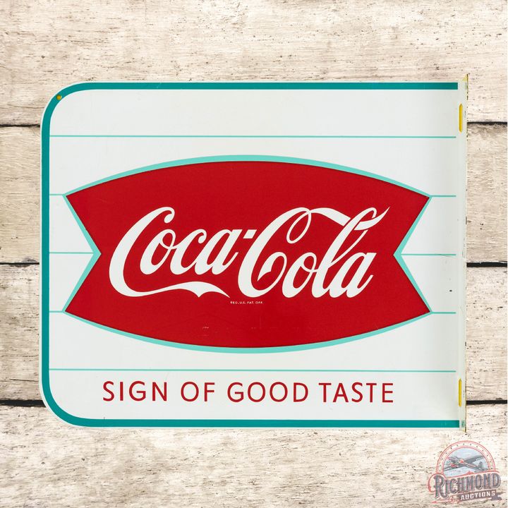 Coca-Cola & Fishtail Logo Metal Flange Sign TAC 9