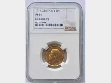 1911 King George V Proof Gold Sovereign Graded NGC PF64 (Ex. Eliasberg)