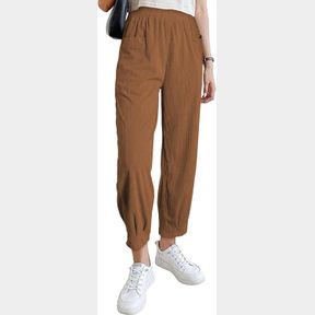 EVALESS CORDUROY PANTS FOR WOMEN ELASTIC HIGH WAIST TAPERED WORK PULL ON ANKLE PANTS FALL 2023 COMFY TROUSERS GREY- M