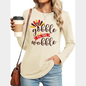 THANKSGIVING SHIRTS FOR WOMEN FUNNY GOBBLE TSHIRT THANKSGIVING TURKEY T-SHIRT TURKEY SHORT SLEEVE TOPS