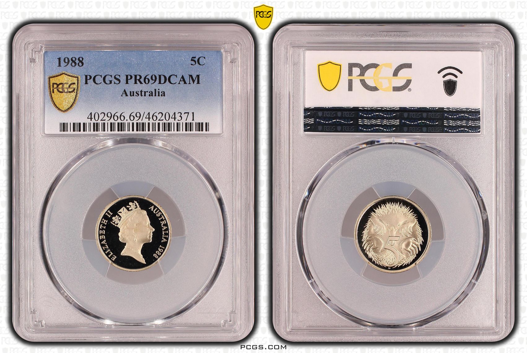 Elizabeth II, Five Cent, 1988, PCGS PR69DCAM