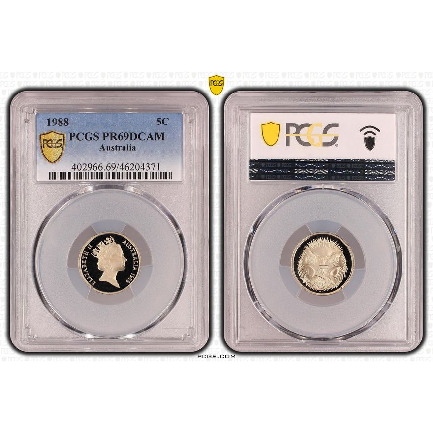 Elizabeth II, Five Cent, 1988, PCGS PR69DCAM