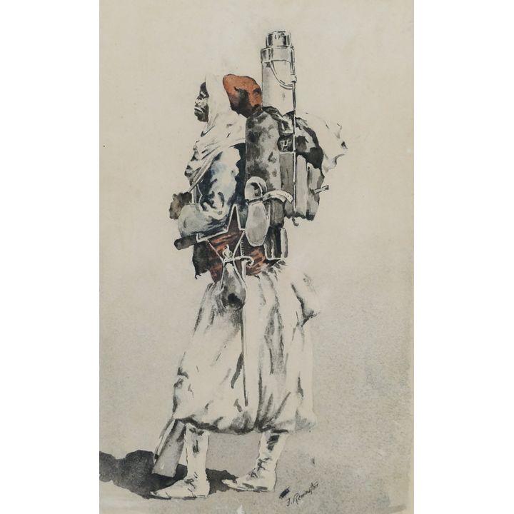 Frederic Remington ''French Algerian Zouave'' Watercolor