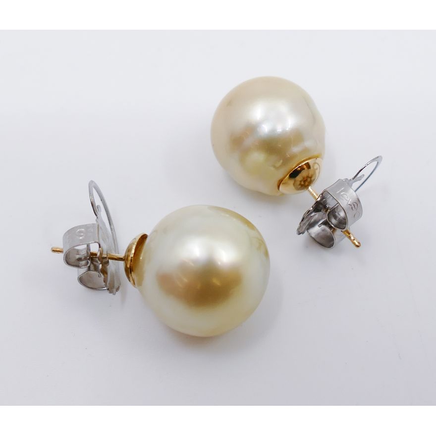 Pair Large Baroque Pearl Earrings. approx 15mm each