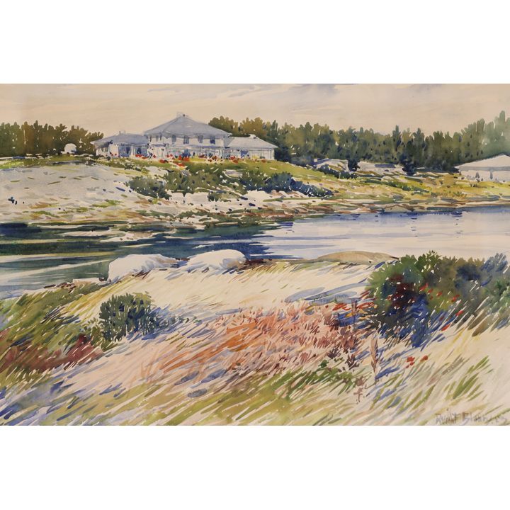 Dwight Blaney ''House by the River'' 1923 Watercolor