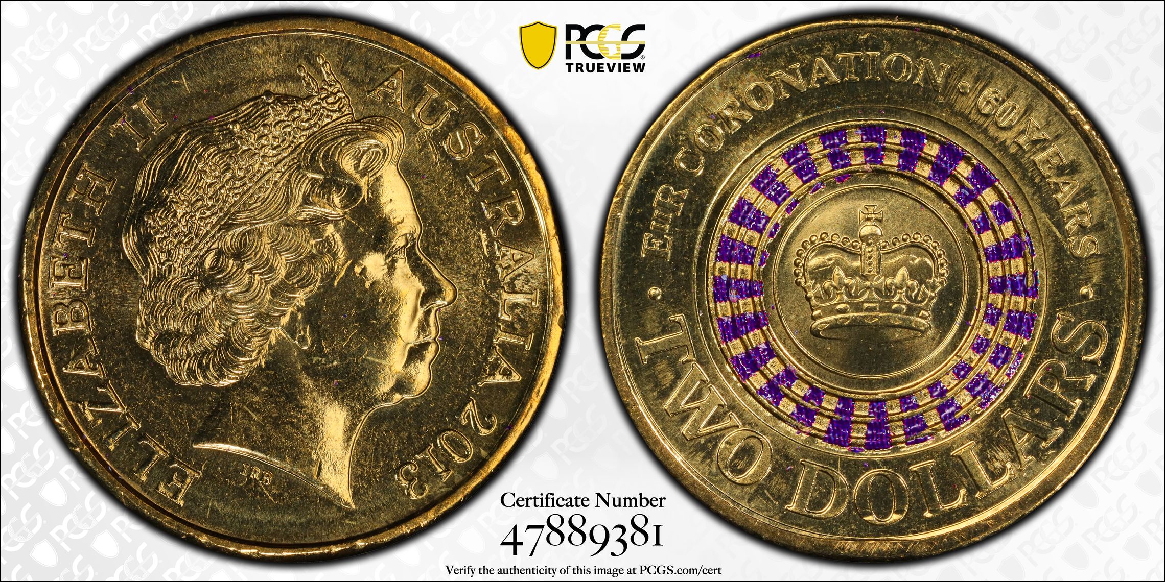 Coronation Colorized, Two Dollar, 2013, PCGS MS64