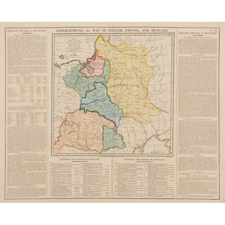 Map of Poland, Prussia and Hungary, indicating the places…