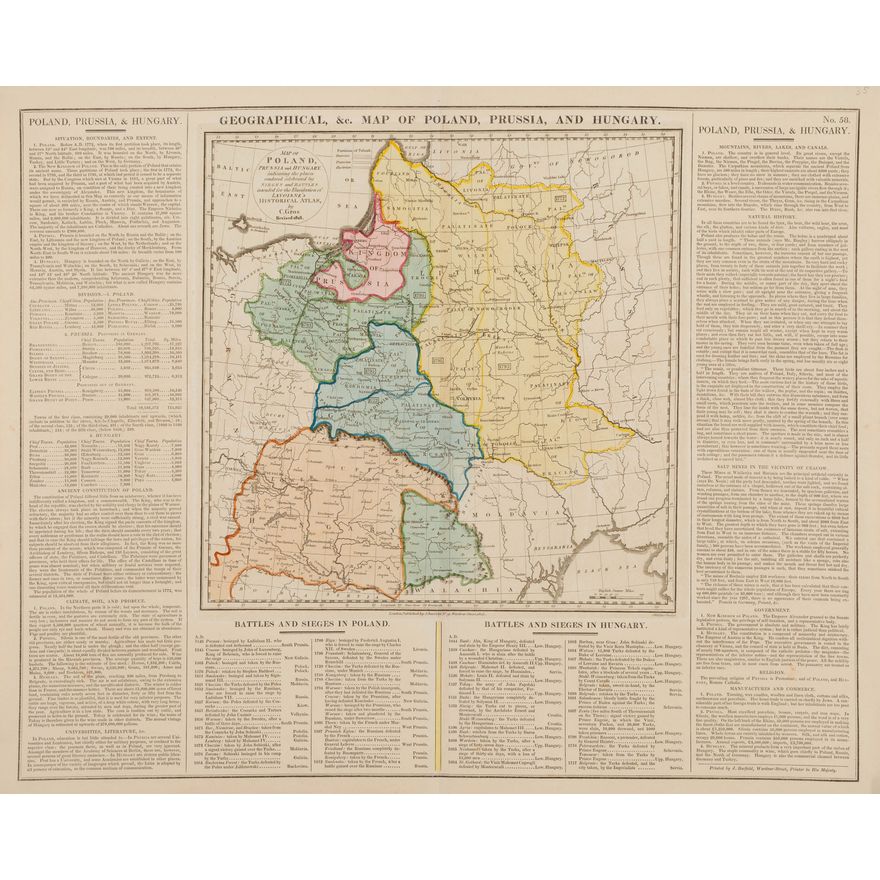 Map of Poland, Prussia and Hungary, indicating the places…