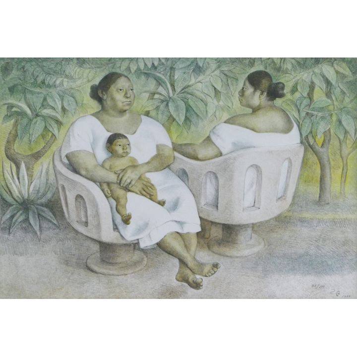 Francisco Zuniga ''Yucatecas en el Parque'' 1986 Lithograph