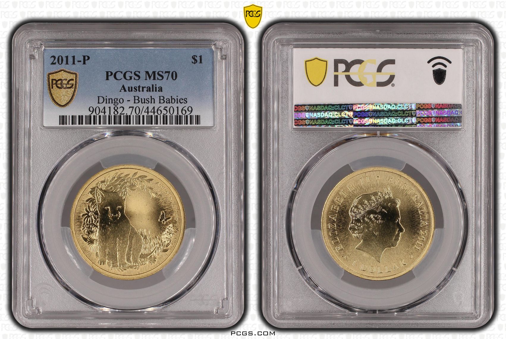 2011-P Australia One Dollar, $1 Dingo - Bush Babies PCGS - MS70 POP 1/0 -169