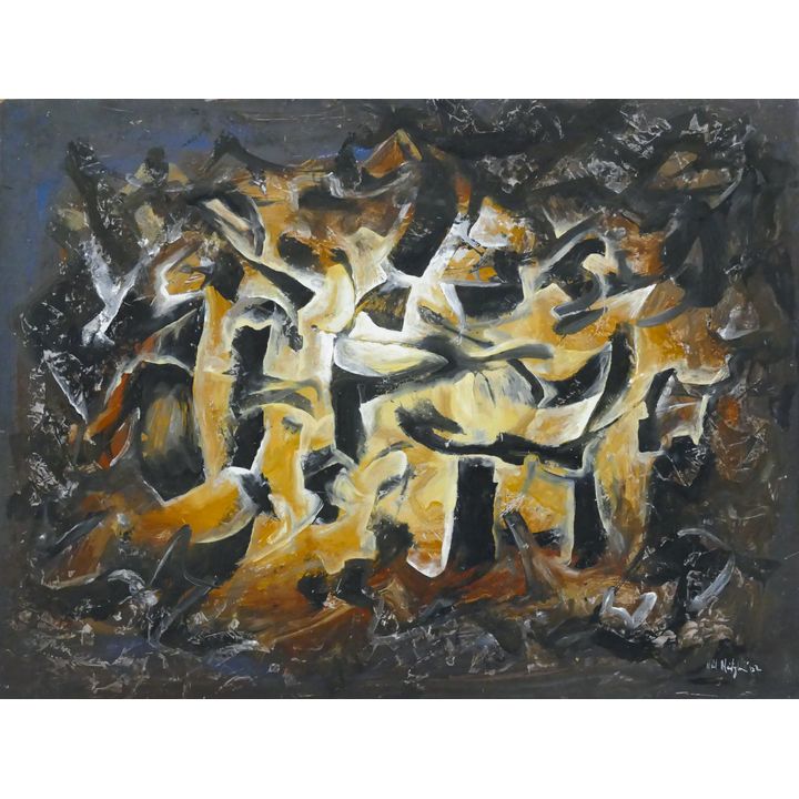 Neil Meitzler ''Into the Darkness'' 1962 Casein on Masonite 18''x24''