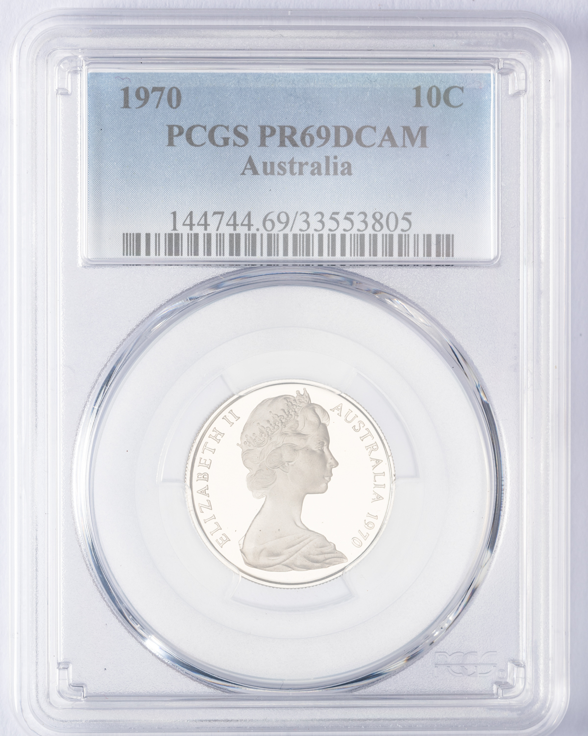 Elizabeth II, Ten Cent, 1970, PCGS PR69DCAM