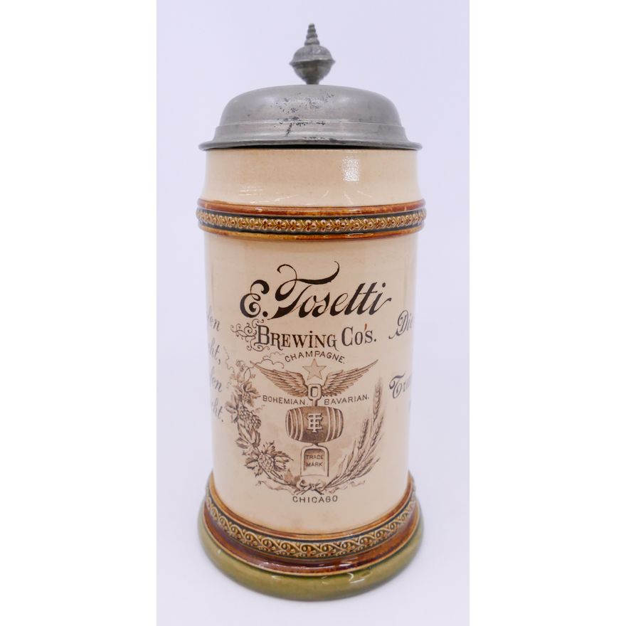 Mettlach 2140 Tosetti Brewing Company Lidded Stein- 8.5''
