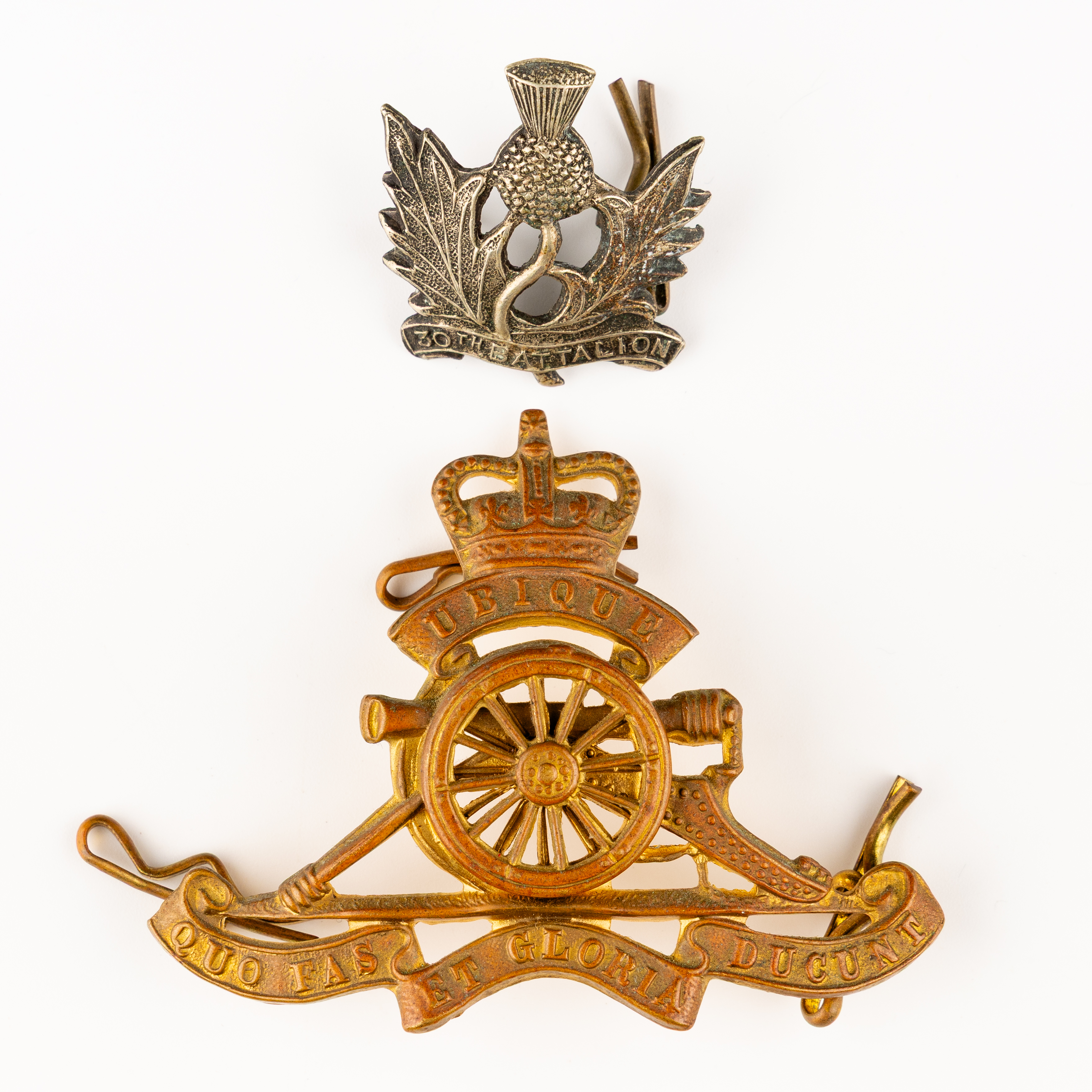 Royal Regiment of Australian Artillery & 30th Battalion Badge, 1900s, VF