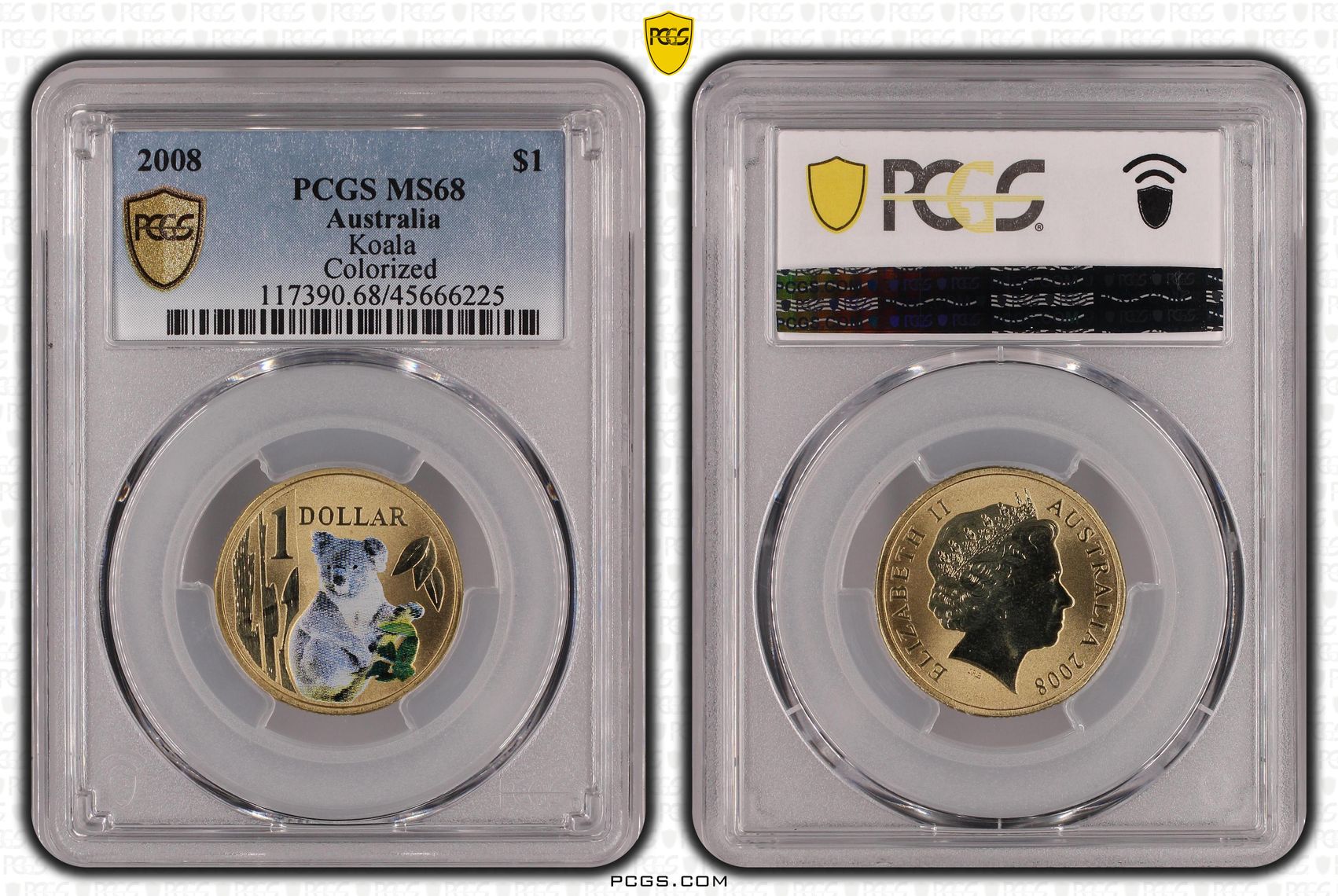 2008 Australia One Dollar, $1 Koala PCGS - MS68 -225